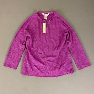Vintage 90s Outfit Petite Sparkly‎ Silk Top PL Purple Shimmer Knit Blouse NWT